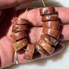 Lot Of 12 Extra Large Antique Bauxite Stone Slice African Trade Beads Ghana