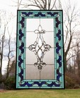 Handcrafted Stained Glass Clear Beveled Window Panel 20  X 34 25 