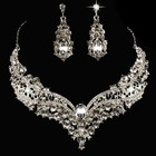 Women Bridal Wedding Cut Crystal Cubic Necklace Earrings Jewelry Set Prom Party