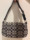Coach Soho Signature Black White Patent Leather Buckle Shoulder Bag Y2k New