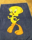 Vgn Looney Tweety Bird Navy Blue Thick Plush Warner Bros  Blanket 80  L    60  W