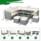 Patiojoy 7 Pcs Patio Rattan Dining Set Sectional Sofa Couch Ottoman White Garden