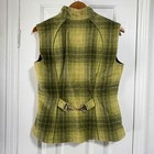 Arista Equestrian Green Wool Plaid Vest Silver Bridle Buckle Size Large