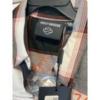 Harley-davidson Women s Classic Logo Plaid Shirt Small Nwt Black Orange