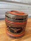Vintage Antique Burmese Asian Red Lacquer Hand Painted Betel Box