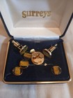 Surreys Black Gold Tone Diamond Tux Cufflinks Shirt Stud Set W  Box Formal Vtg 
