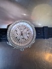 Breitling Bentley Motors Chronograph Diamond Bezel Silver Dial Rubber Strap