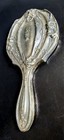 Antique Art Nouveau Silverplate Hand Mirror Floral Monogram As Is