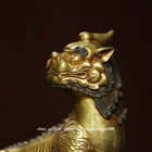 9  Old Dynasty Copper Feng Shui Kylin Unicorn Qilin Chi-lin Dragon Beast Statue