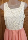 Dance Dress For Girls Costume Peach Chiffon Skirt White Lace Top Size Large
