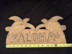 Aloha Wood Carved Door Sign With Turtles Hawaii Souvenir Beach Theme Tropical