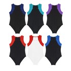 Kids Leotard Contrast Color Activewear Competition Gymnastics Round Neck Gym