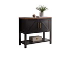 - Modern 2-door Black walnut Finish Wood Console Table  Buffet Storage Cabinet