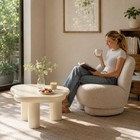 Modern Cloud Coffee Table Wood Accent Center Tea Table White Living Room
