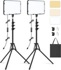 New 2 Pack Led Video Lights With 63in Tripods Dimmable Studio Lighting Kit