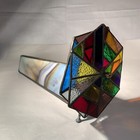 Vintage Handmade Stained Glass Kaleidoscope 2 Wheel Amazing Multicolor 11     Pics