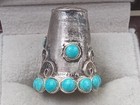 Vintage Mexico Sterling Silver Thimble W  Turquoise Settings  1  X  75  Dia 
