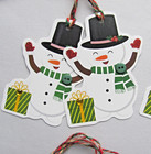 Christmas Holiday Gift Tags 8 Snowman Penguin Twine Ties Treat Bag Gift Tags