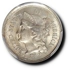 1867 Three Cent Nickel 3cn Pcgs Ms62 Uncirculated