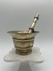 Vintage Antique Solid Brass Mortar   Pestle Heavy Apothecary Tool Druggist