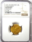 1621-23 Britain England James I Gold 1 4 Laurel Coin 1 4l - Ngc Au Details