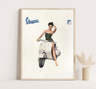 Vintage Vespa Poster  1960s Italian Ad Print