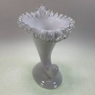 Fenton Silver Crest Horn Of Plenty Cornucopia Candle Holder - Vintage