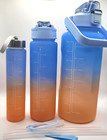 Motivational Water Bottles 3 Pc Set Time Marker - Multicolor Blue   Orange New