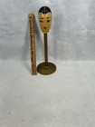 Antique Hat Wig  Stand Wood Lady Face Hand Painted 12 75 High Original 1920