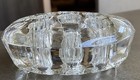 Vintage Clear Glass 13 Hole Footed Flower Frog  Arrangements Or Crafts 