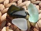 Sea Glass Genuine Surf Tumbled On A California Beach Lot Of 3 Large Thick Frosty