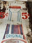 Vintage 1940s Pepsi Cola Double Dot Metal Sign Large 49x16 Vertical Bottle 5c