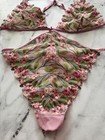 Victorias Secret Nwt Shimmer Embroidered Floral Cut Out Thong Bodysuit Teddy Xl