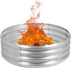 36  Silver Round Galvanized Steel Fire Ring Pit For Backyard  Camping  Bonfire