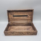 Vintage Hand Carved Decorative Rectangular Wooden Tissue Box Holder With Lid
