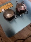 Silver On Copper Creamer And Sugar Bowl