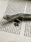 Antique Victorian English Horn   Silver Plated Figural Lizard Letter Opener