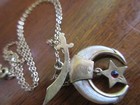 Antique 14k Yellow Gold Shriners Masonic Necklace  Genuine Claw Pendant   Ruby