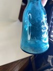 Mcm Vintage Aqua Blue Glass Female Woman Decanter Bottles With Stoppers Set Of 2