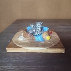 Vintage Hudson Pewter -  mama Cat W kittens - 1983 Solid Piece  2834 