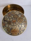 Vintage Beautiful Cloisonn   Enamel Floral Brass Round Lidded Trinket Jewel Box