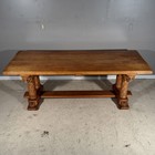 Antique French Gothic Revival Solid Oak Farm Dining Table