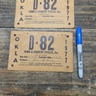 2 Vintage Oklahoma Motorcycle Cardboard Dealers Tag License Plate 1977