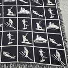 Waterski Jetski Wakeboard Ski Black White Vintage Throw Blanket Fringe 
