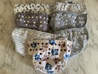 Reusable Cloth Diaper Covers Lot W  Snaps   Inserts liners Paw Print Gray