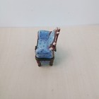 Blue Floral Ceramic Armchair Trinket Box Hinged Ornate Vintage Style