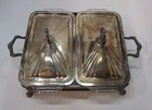 Twin Fire King Glass Loaf Pan Silverplate Covered Casserole Buffet Serving Rack