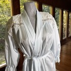 Christian Dior Blue Lace Robe 1970s Long Sleeves Size Small Usa Union Made