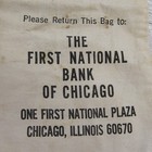 First National Bank Of Chicago Fabric Money Bag 17 x9  Vintage Deposit Sack
