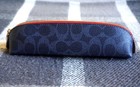 Coach Signature Canvas Pencil Case Denim bold Red New